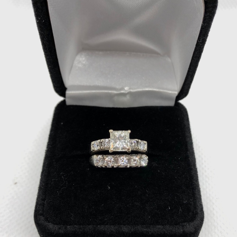 1.74 Tcw Vintage Engagement Ring and Wedding Band